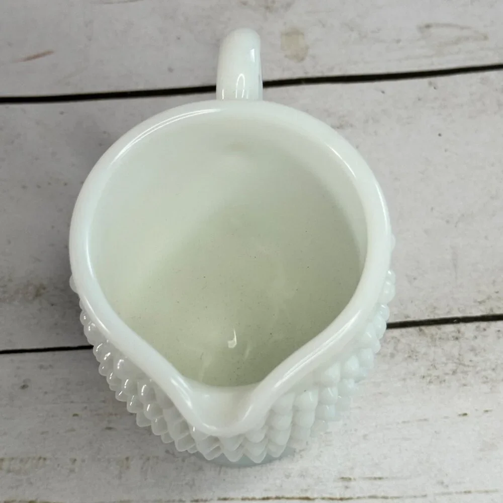 Vintage Fenton Milk Glass Hobnail Creamer & Sugar‎ Bowl Set White